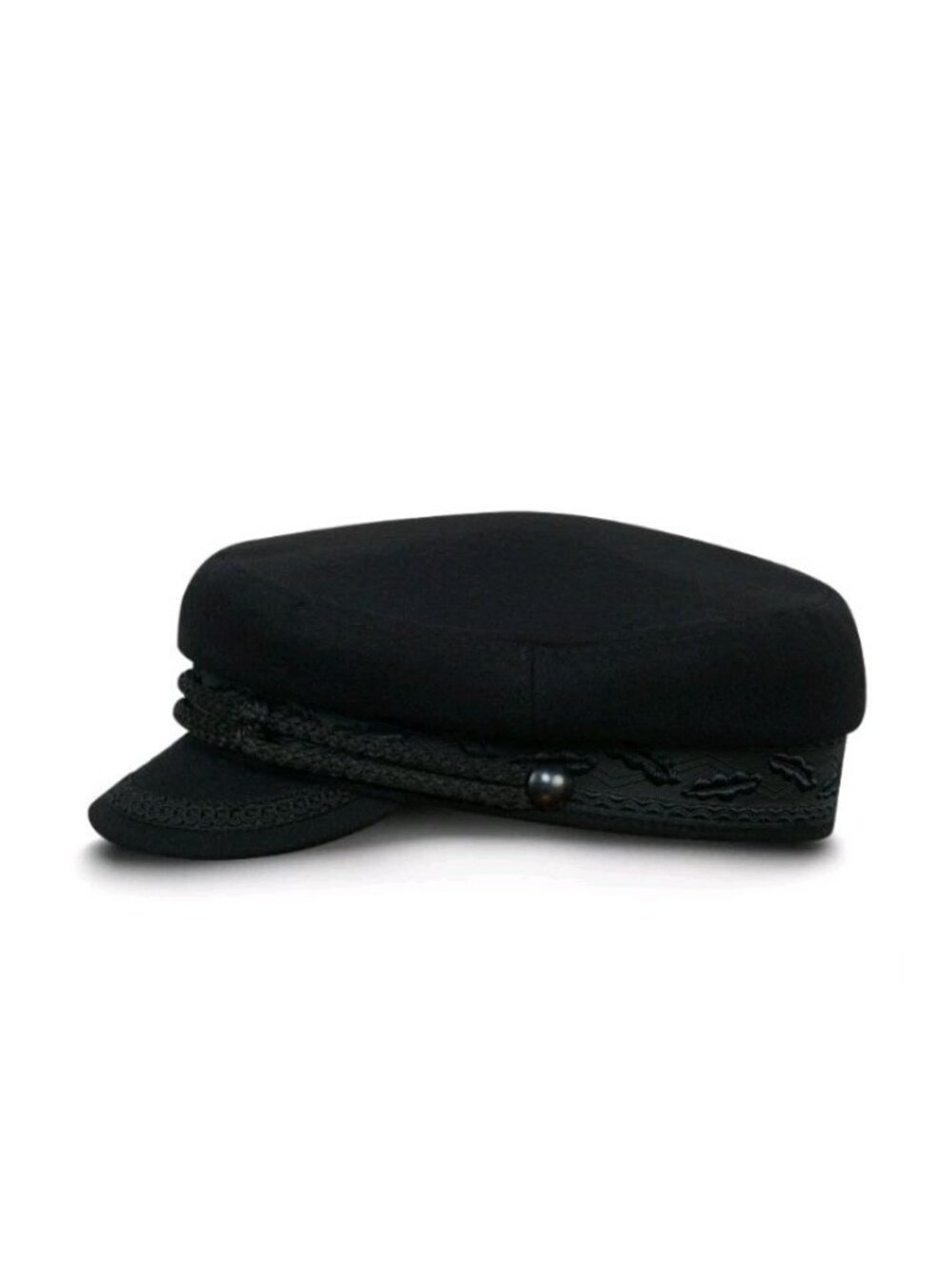 Sterkowski CHANDLER Wool Fiddler Cap Crown Fisherman Hat - Black - Size 59